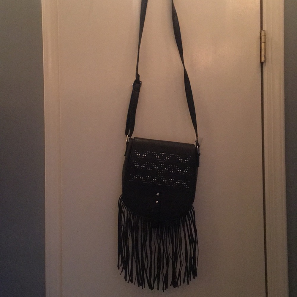 black fringe purse